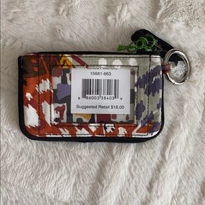 VERA BRADLEY Jen zip ID in painted feathers